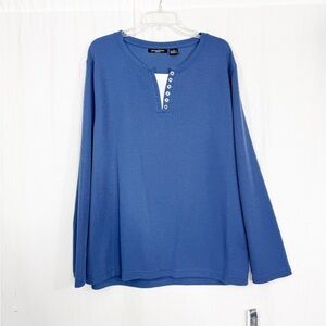 NEW Speculation Henley Top, Size 2X, Blue